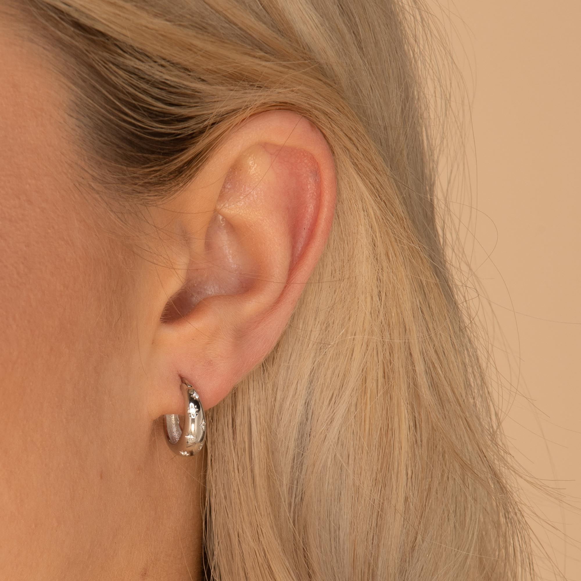 North Star Thick Sapphire Huggie Earrings