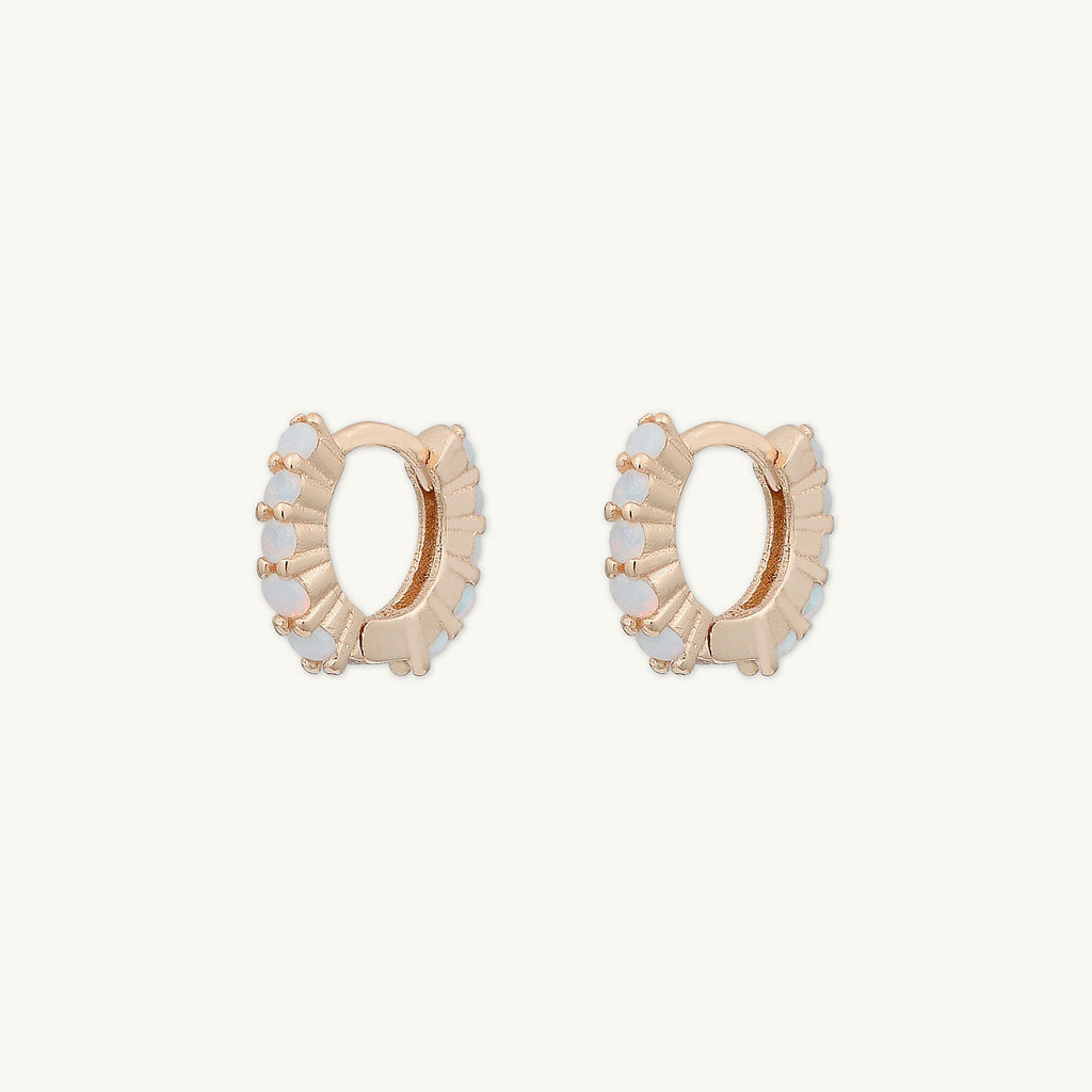 Opal 925 Sterling Silver Huggie Hoop Earrings