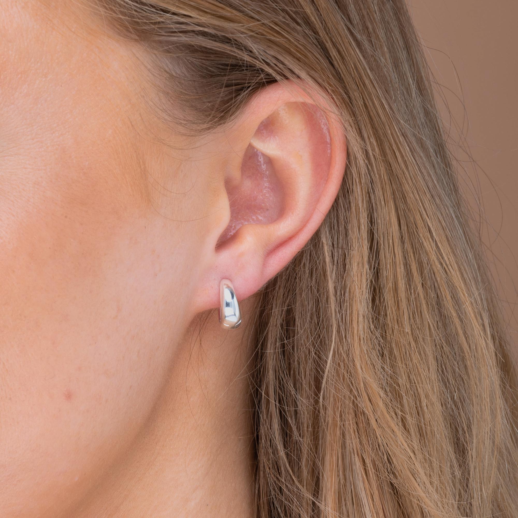 Oval Dome Huggie Earrings