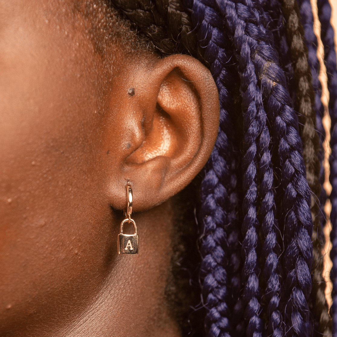 Padlock Initial Letter Earrings