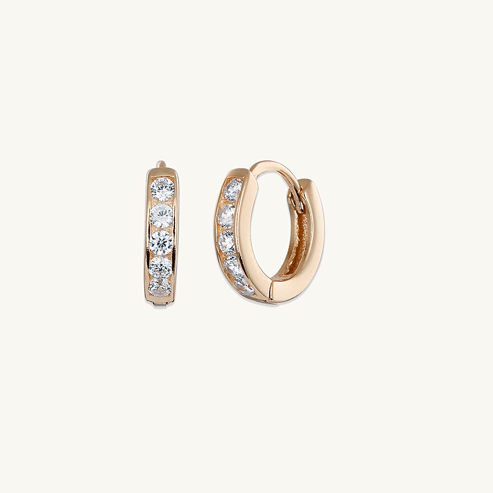 Sapphire Inlay Huggie Earrings