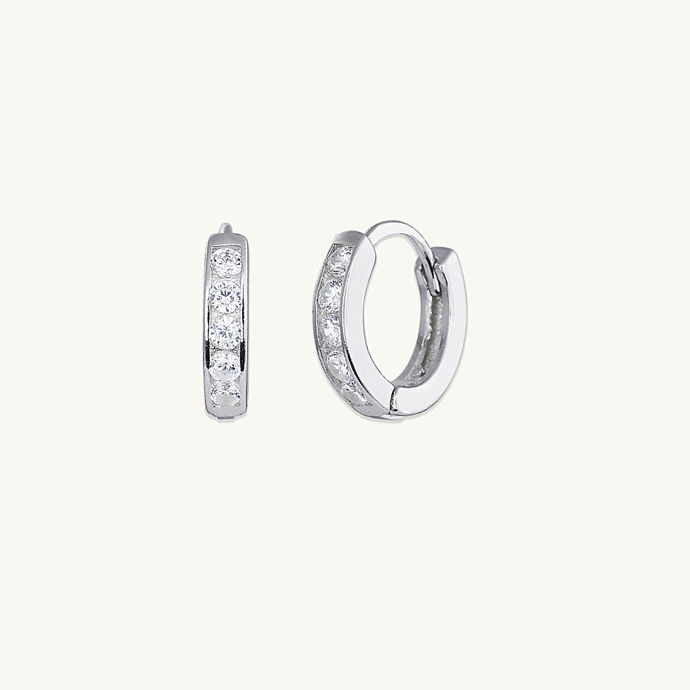 Sapphire Inlay Huggie Earrings