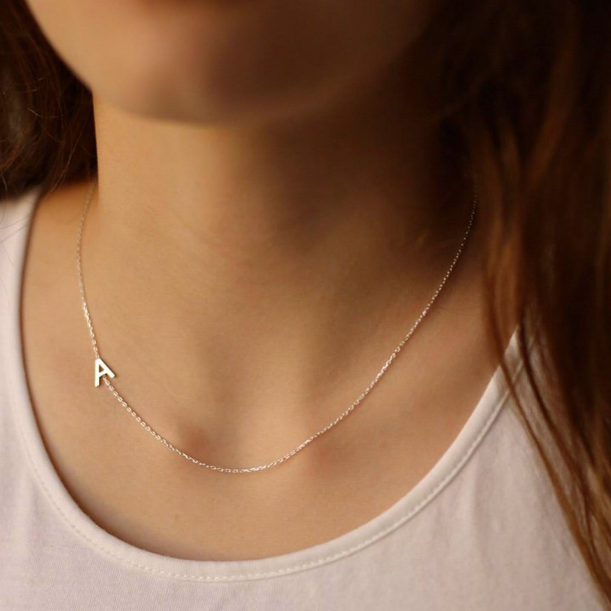 Sideways Initial Letter Necklace