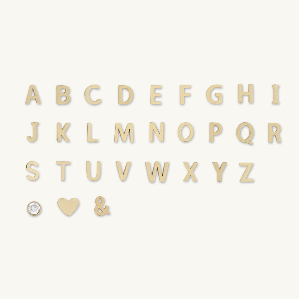 Sideways Initial Letter Solid Heart Necklace