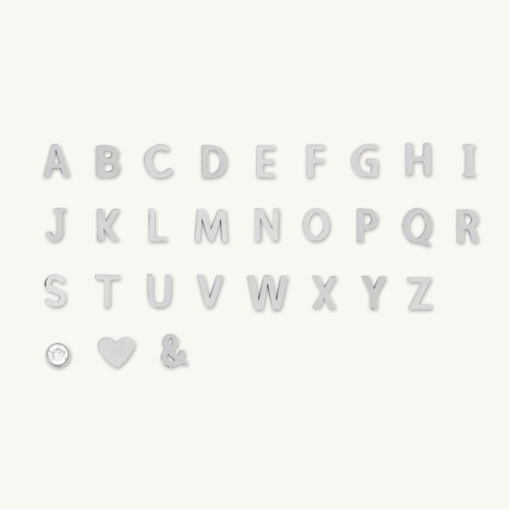 Sideways Initial Letter Solid Heart Necklace