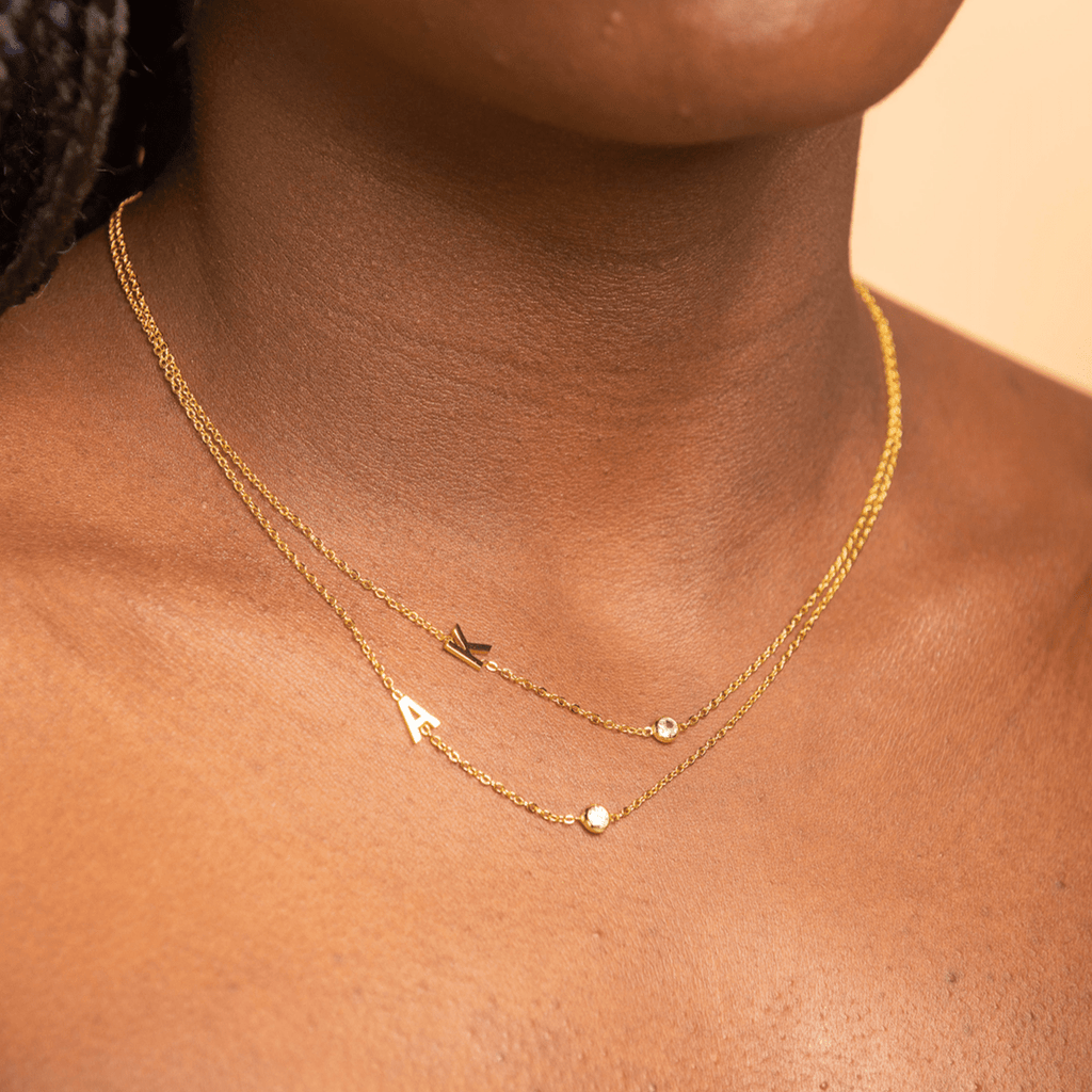 Sideways Pave Single Letter Necklace