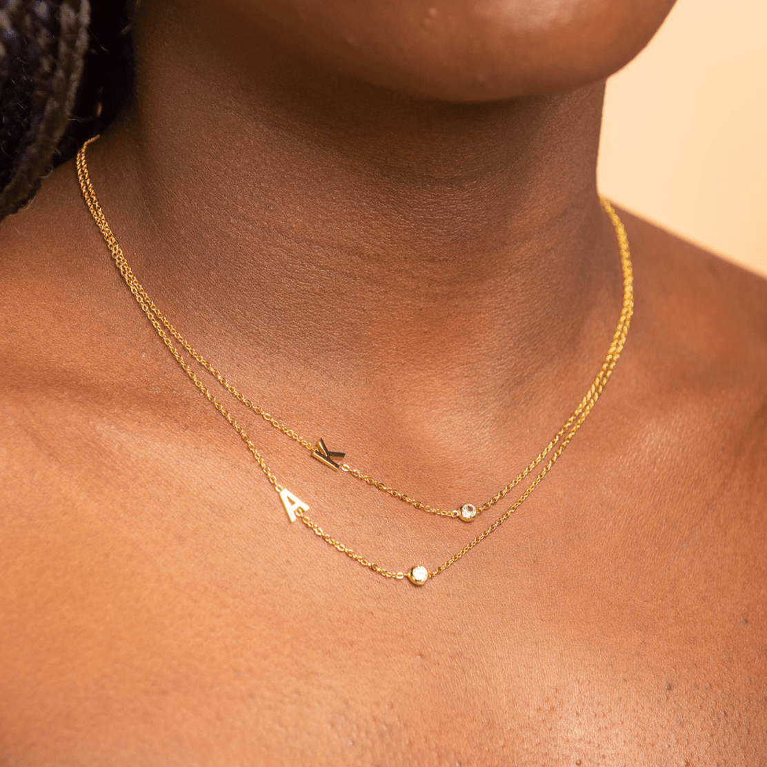 Sideways Pave Single Letter Necklace