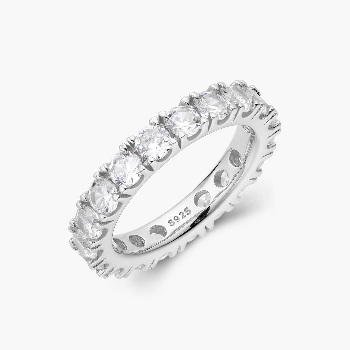 Cushion Cut Eternity S925 Sterling Silver Band Ring