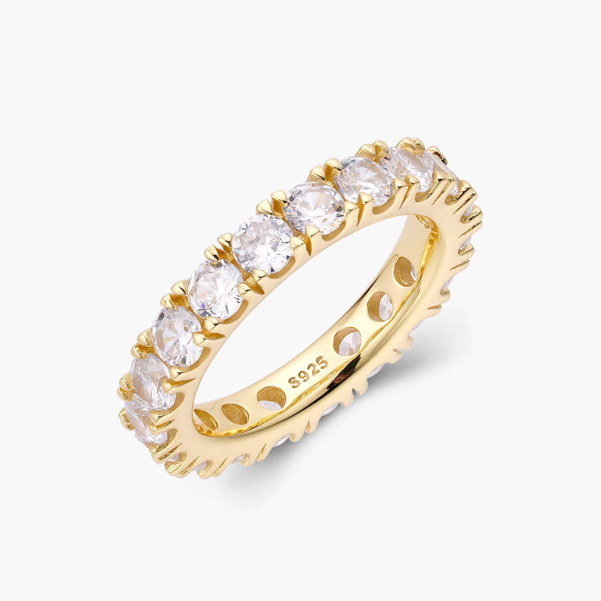 Cushion Cut Eternity S925 Sterling Silver Band Ring