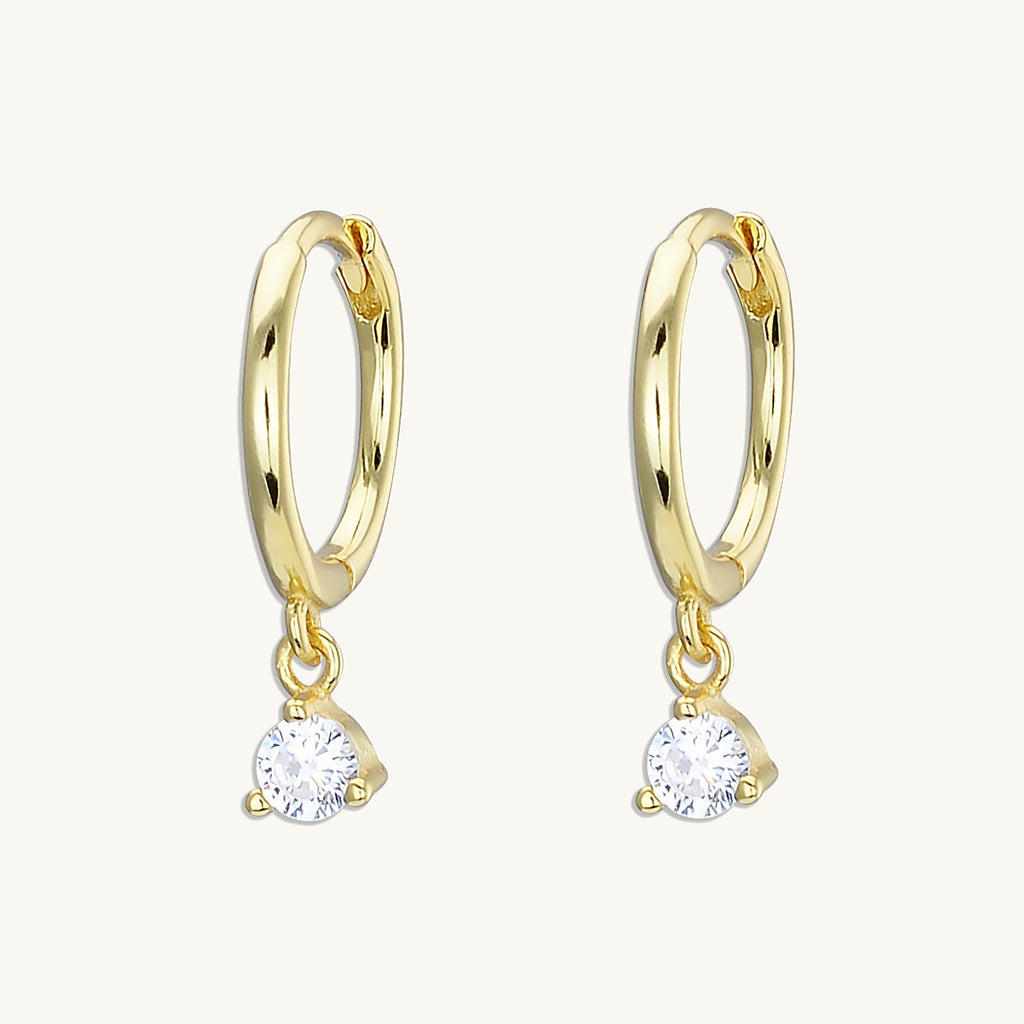 Solitaire Hoop Huggie Earrings