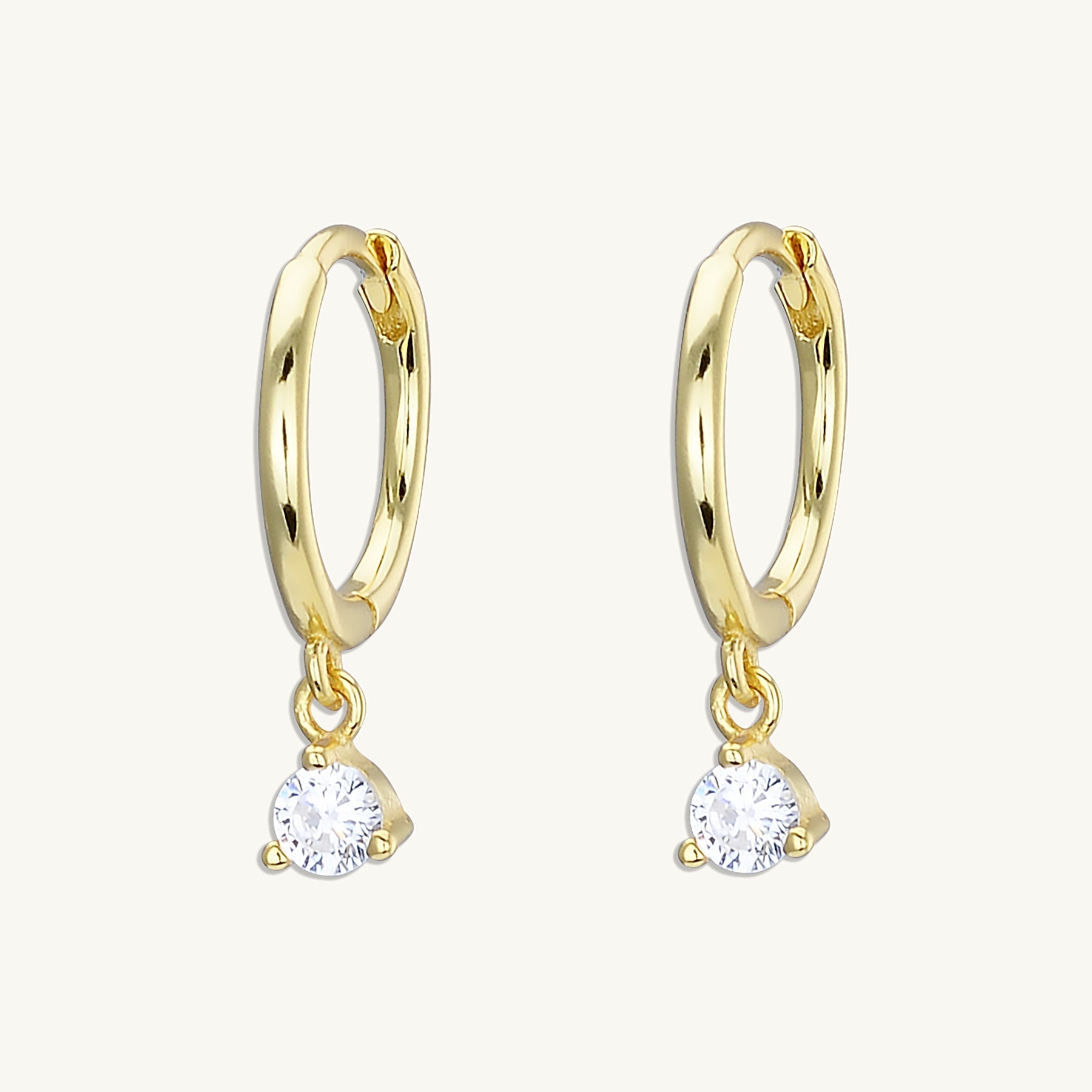 Solitaire Hoop Huggie Earrings