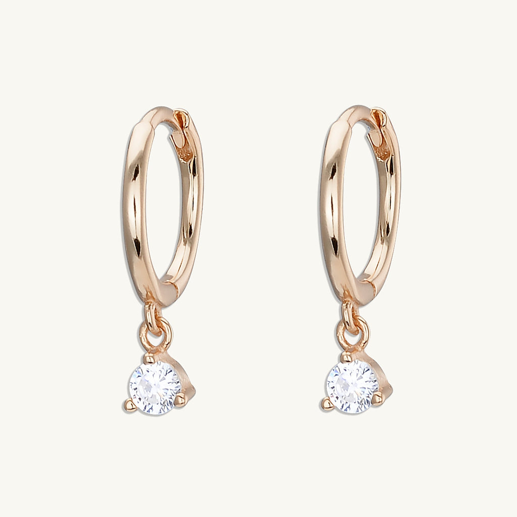 Solitaire Hoop Huggie Earrings