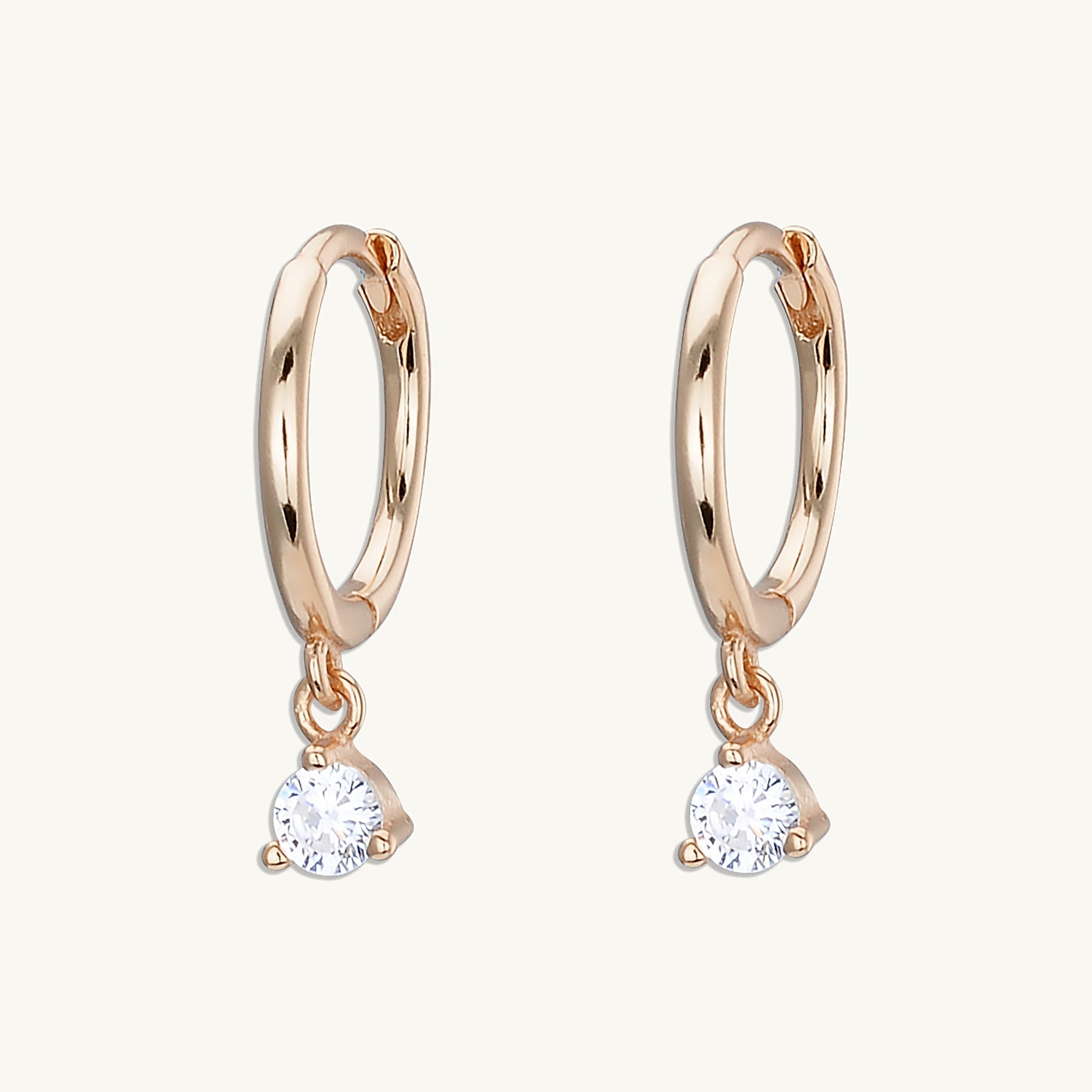 Solitaire Hoop Huggie Earrings