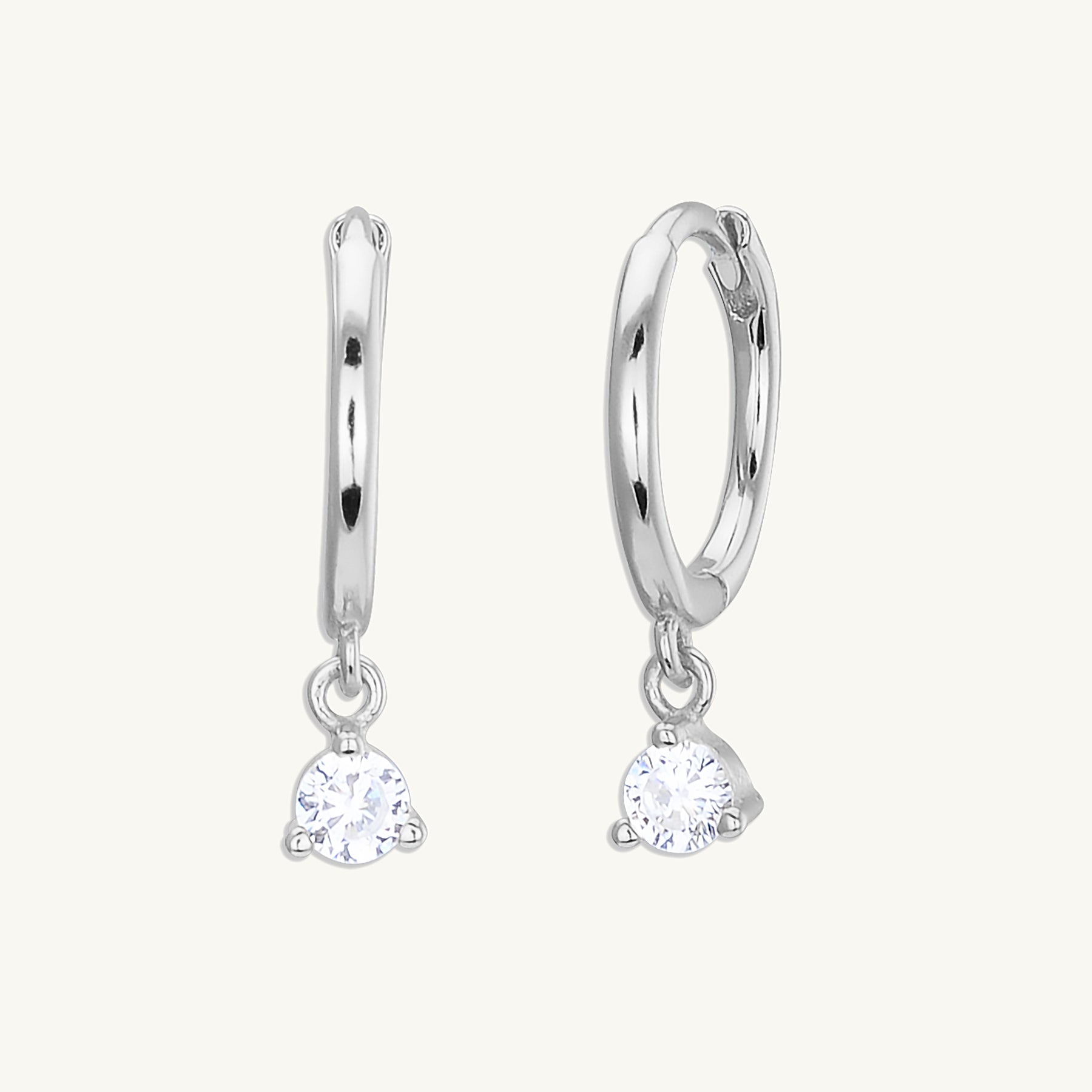 Solitaire Hoop Huggie Earrings