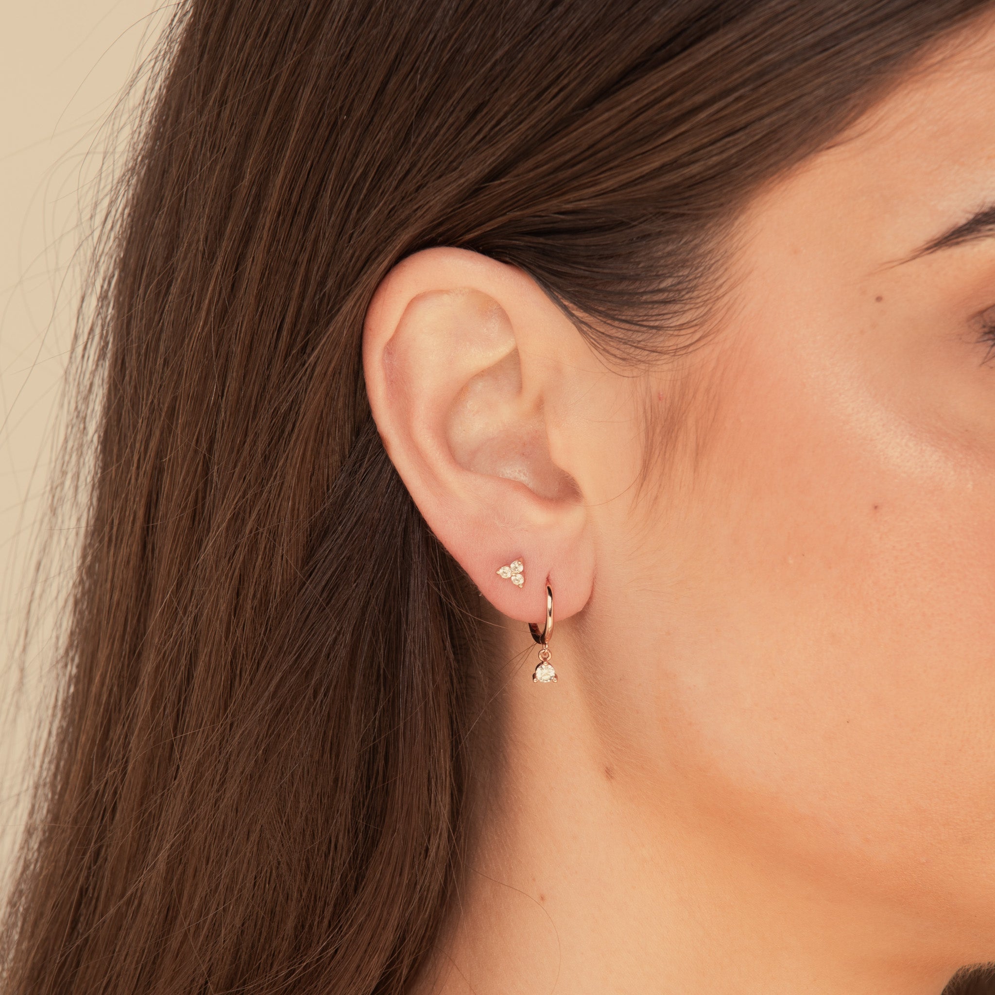 Solitaire Hoop Huggie Earrings