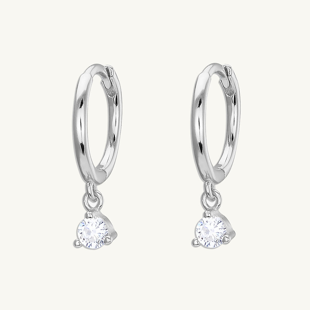 Solitaire Hoop Huggie Earrings