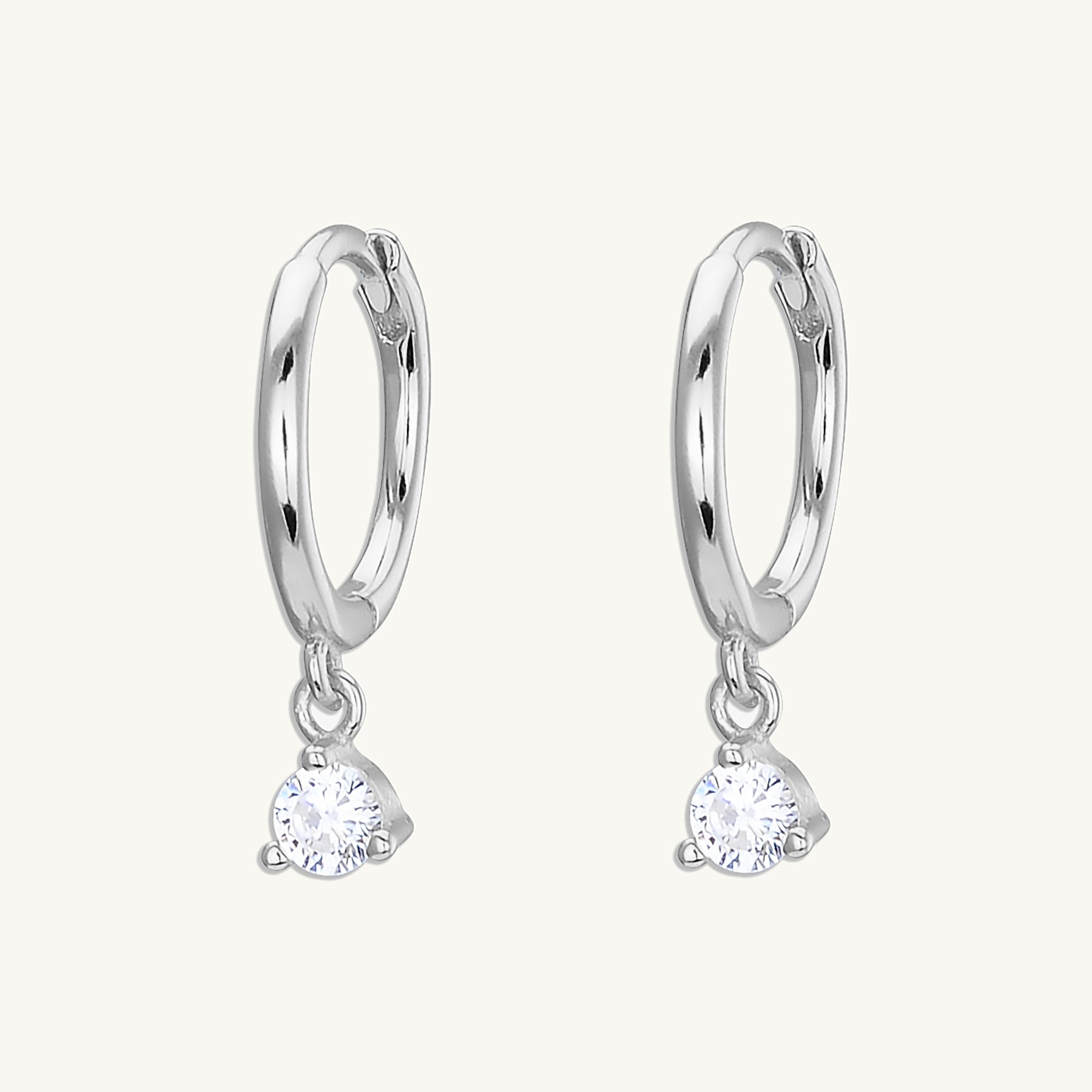 Solitaire Hoop Huggie Earrings