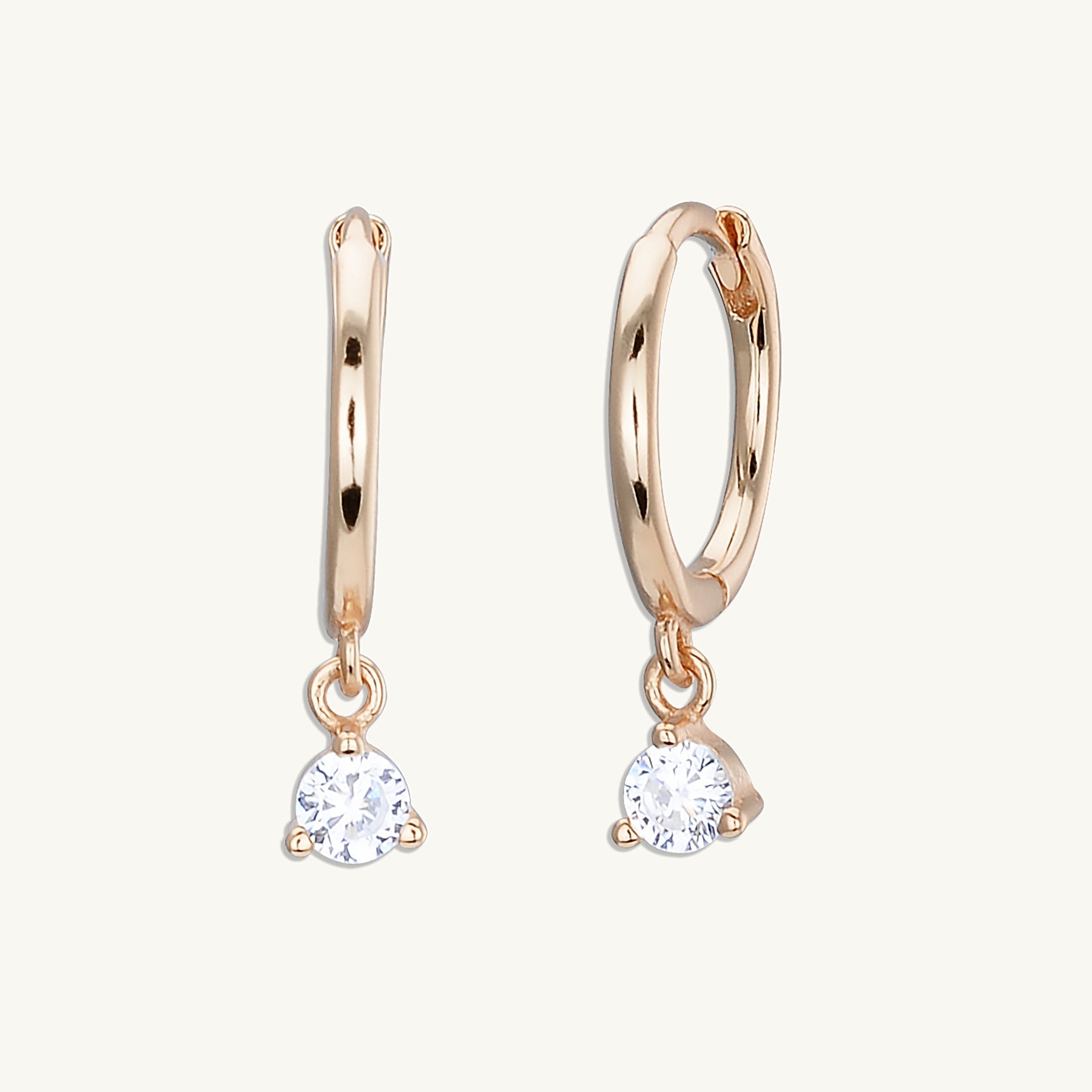 Solitaire Hoop Huggie Earrings