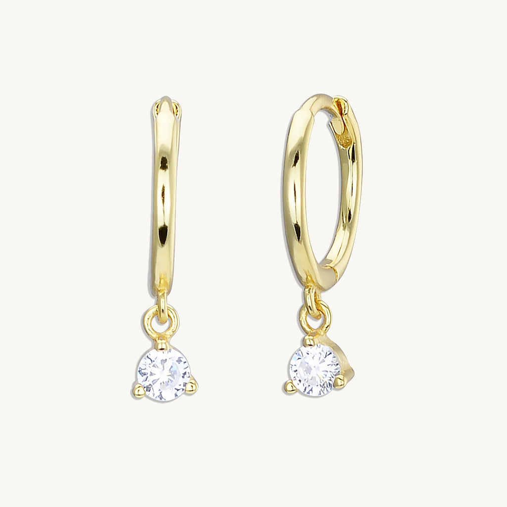 Solitaire Hoop Huggie Earrings
